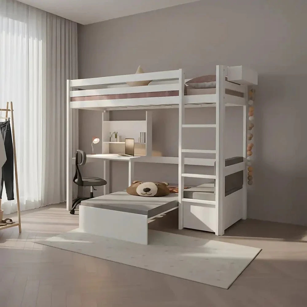 LIFETIME Kidsrooms Elements Study & Relax højseng med skrivebord og sovesofa 90 x 200 cm