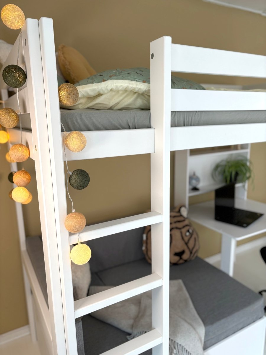 LIFETIME Kidsrooms Elements Study & Relax højseng med skrivebord og sovesofa 90 x 200 cm