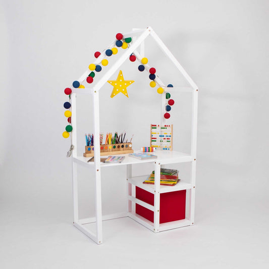 Sweet Home From Wood husformet skrivebord til børn – hvid