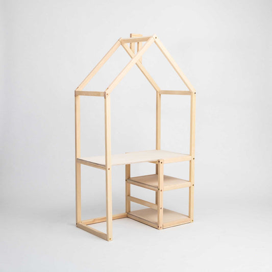 Sweet Home From Wood husformet skrivebord til børn – ubehandlet fyrretræ