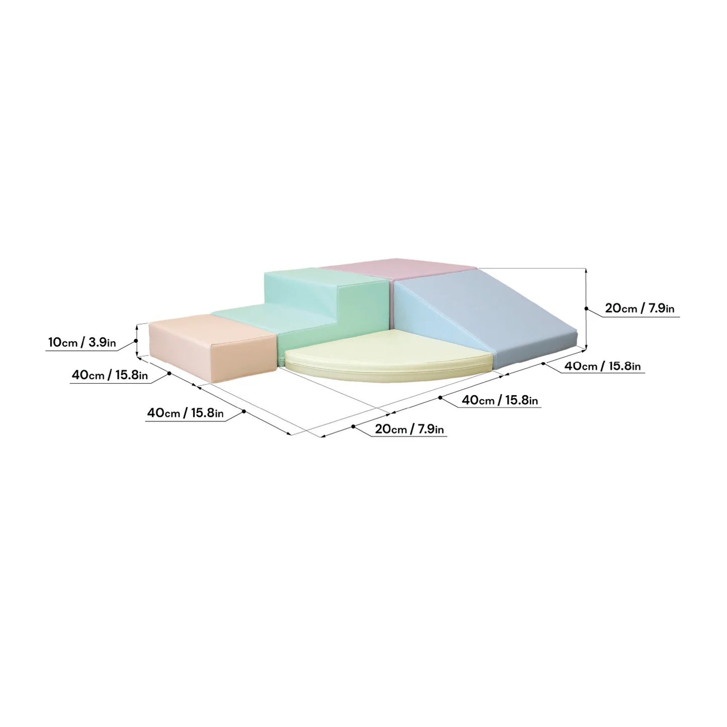 Soft Play 5 Foam Block Set - Light Pastel Corner Climber