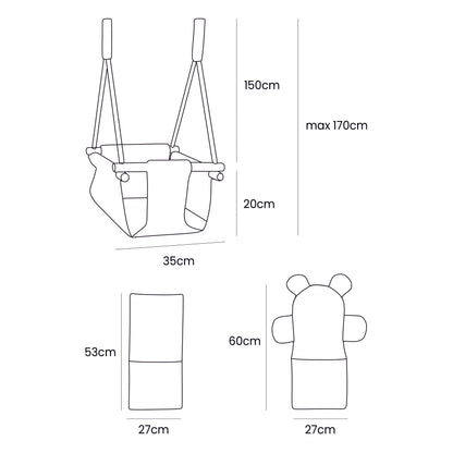 Indoor Baby Swing, Square - Grey