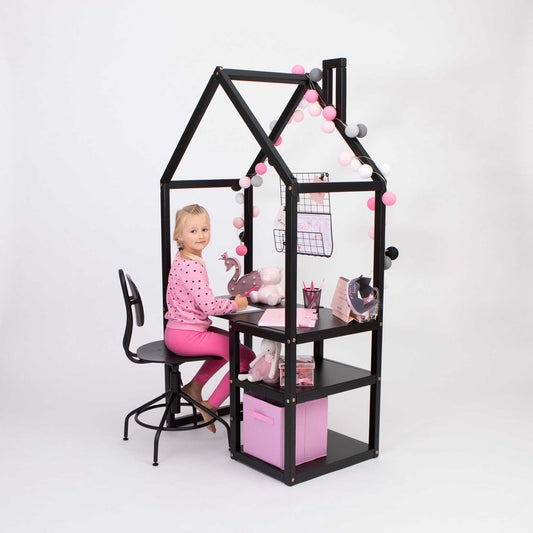 Sweet Home From Wood husformet skrivebord til børn – sort