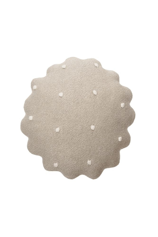 Lorena Canals rund strikket pude – Biscuit Dune White