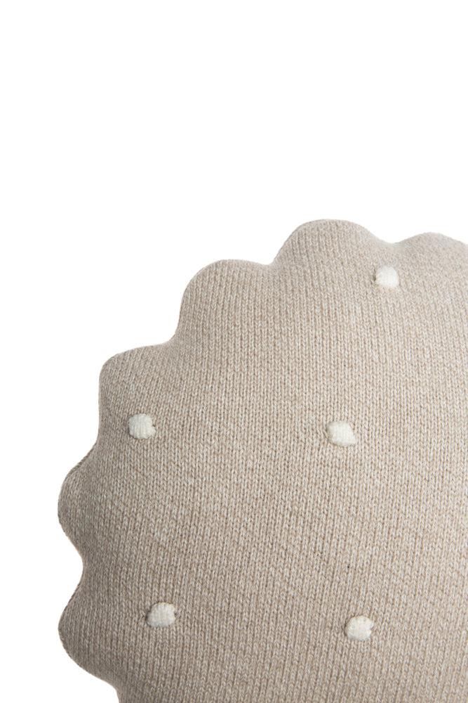 Lorena Canals rund strikket pude – Biscuit Dune White