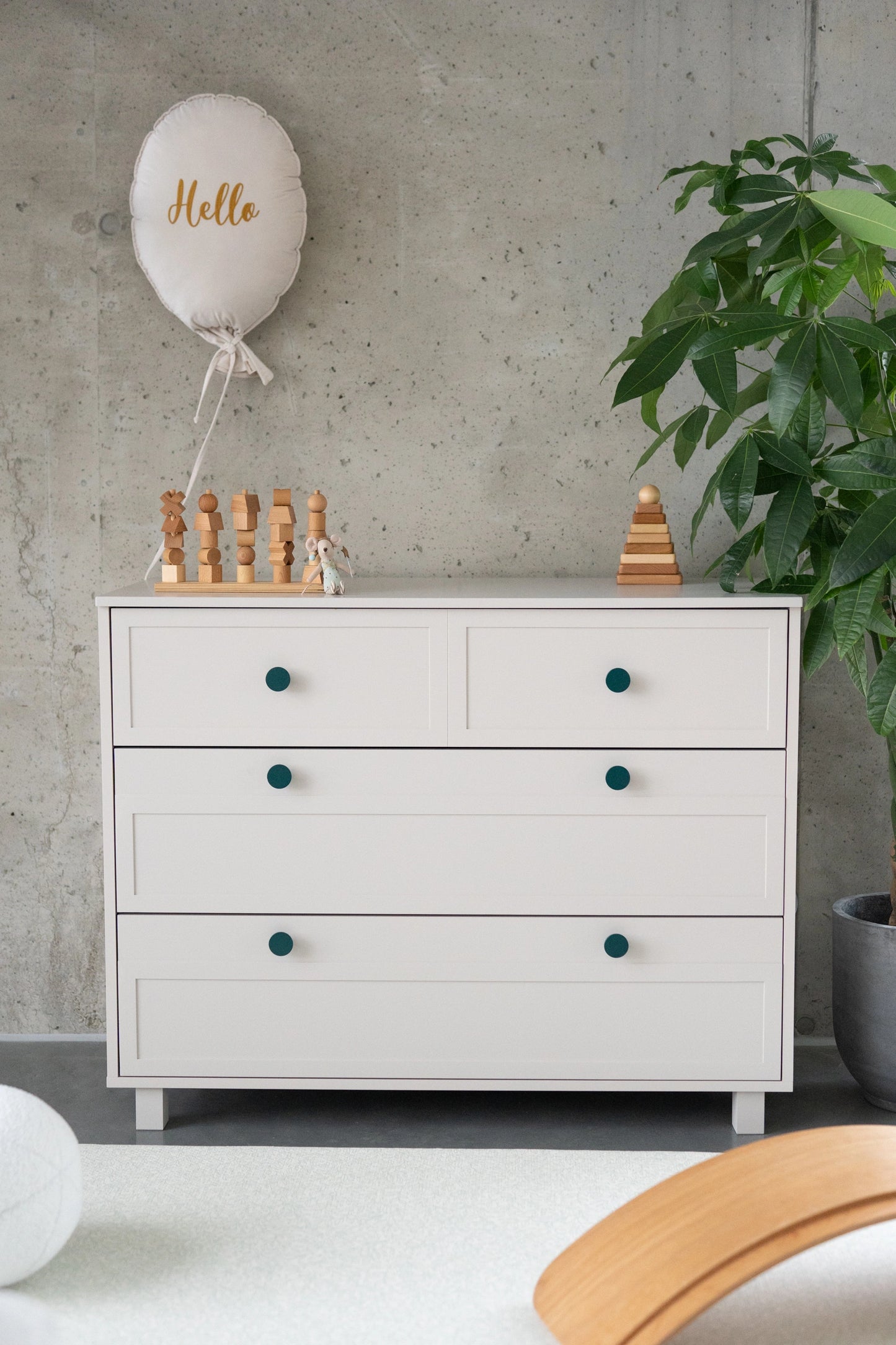 Wood Luck Design - Vintage - kommode med 3 skuffer – cashmere