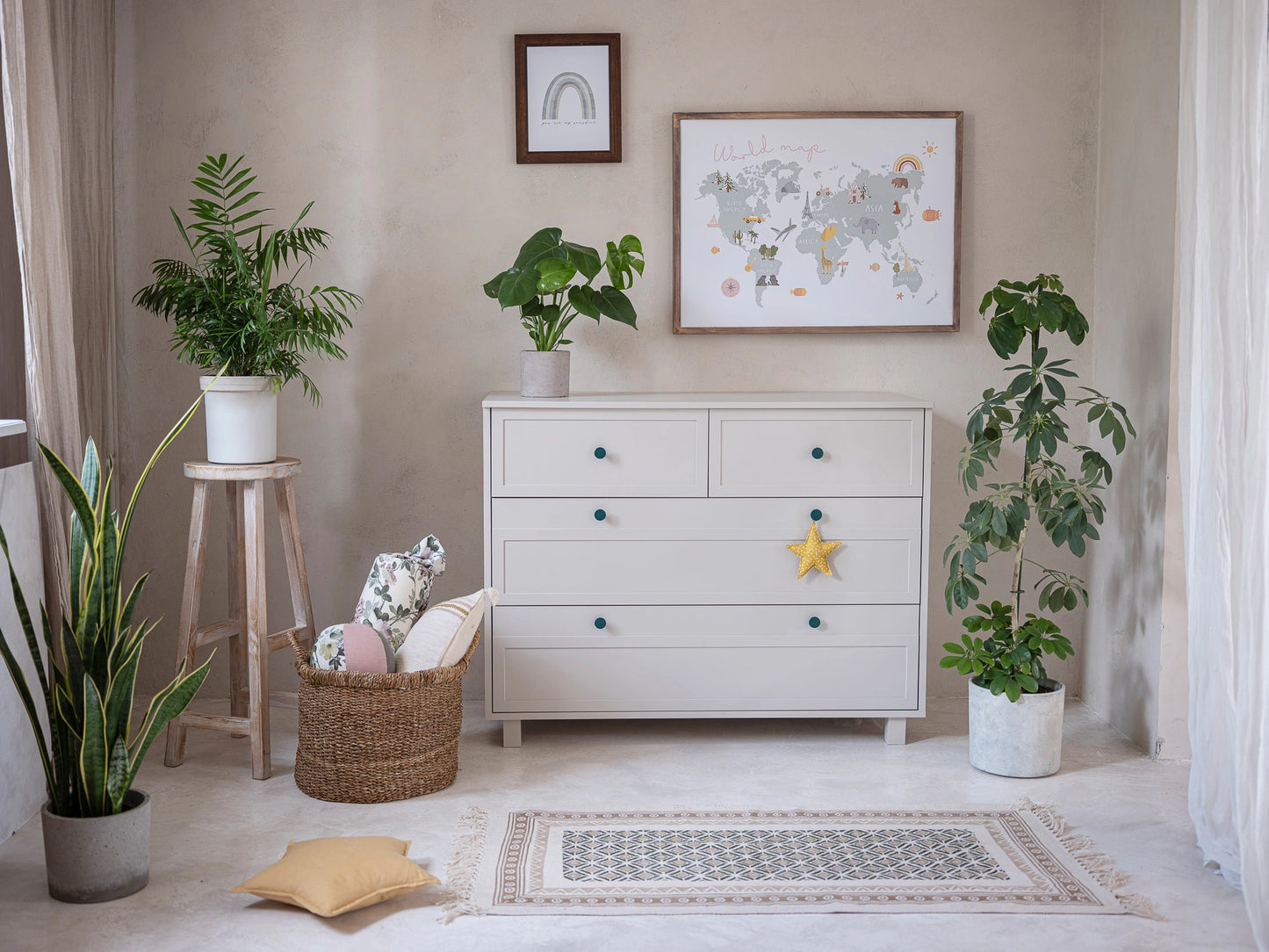 Wood Luck Design - Vintage - kommode med 3 skuffer – cashmere