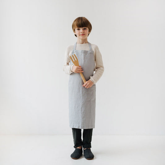 Linen Daily Apron for Kids - Light Grey