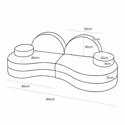 MeowBaby® Modular Sofa Coccolo for Kids – 6 Piece, Bearly Off-White