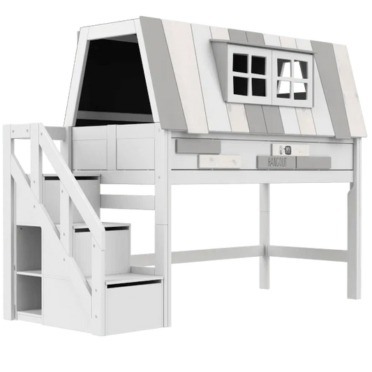 LIFETIME Kidsrooms Original My Hangout halvhøj husseng med trappe 90 x 200 cm