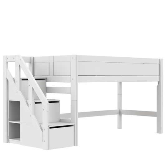 LIFETIME Kidsrooms Original halvhøj seng med trappe 90 x 200 cm