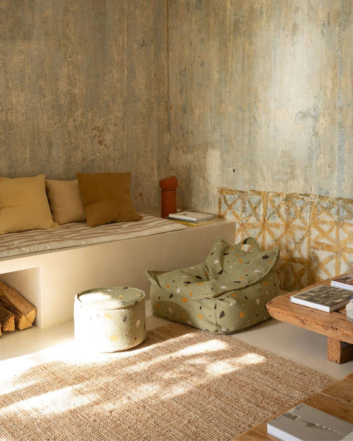 Wigiwama sækkestol i bouclé – Terrazzo Moss