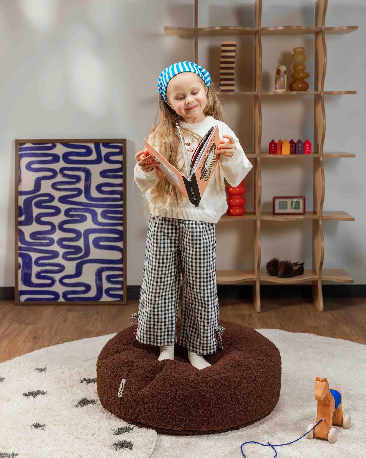 Wigiwama rund puf i teddy – Warm Hazel
