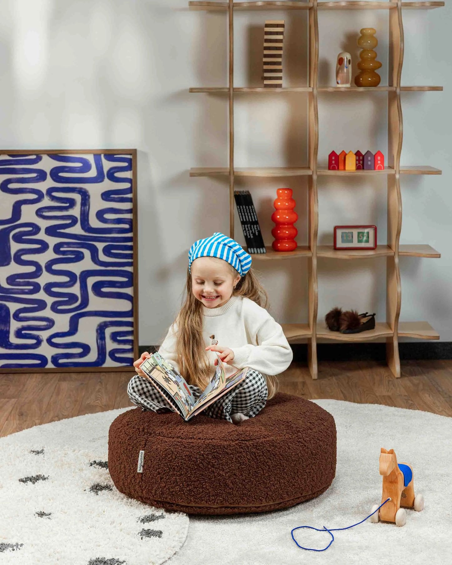 Wigiwama rund puf i teddy – Warm Hazel