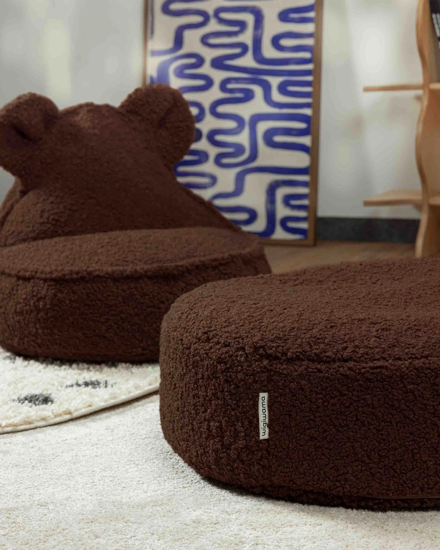 Wigiwama rund puf i teddy – Warm Hazel