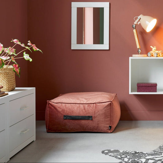 LIFETIME Kidsrooms stor velourpuf - Mørk Rosa