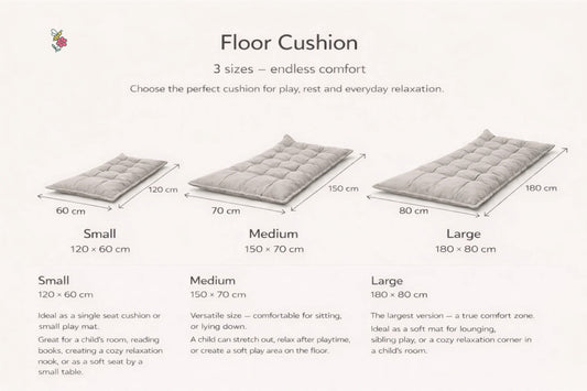 Quilted Kids' Floor Cushion, Brown, 3 Sizes Available