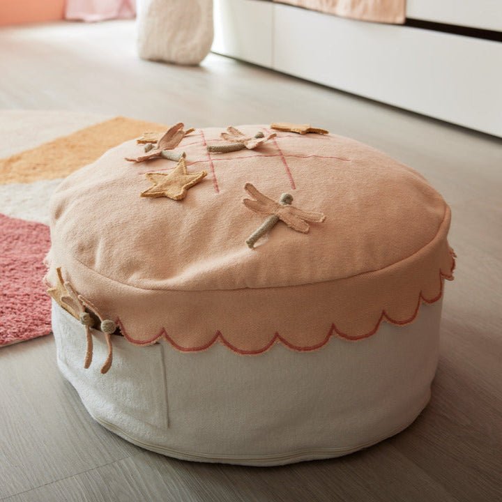 LIFETIME Kidsrooms Fairy Theatre rund puf med kryds og bolle - 20 x 50 cm