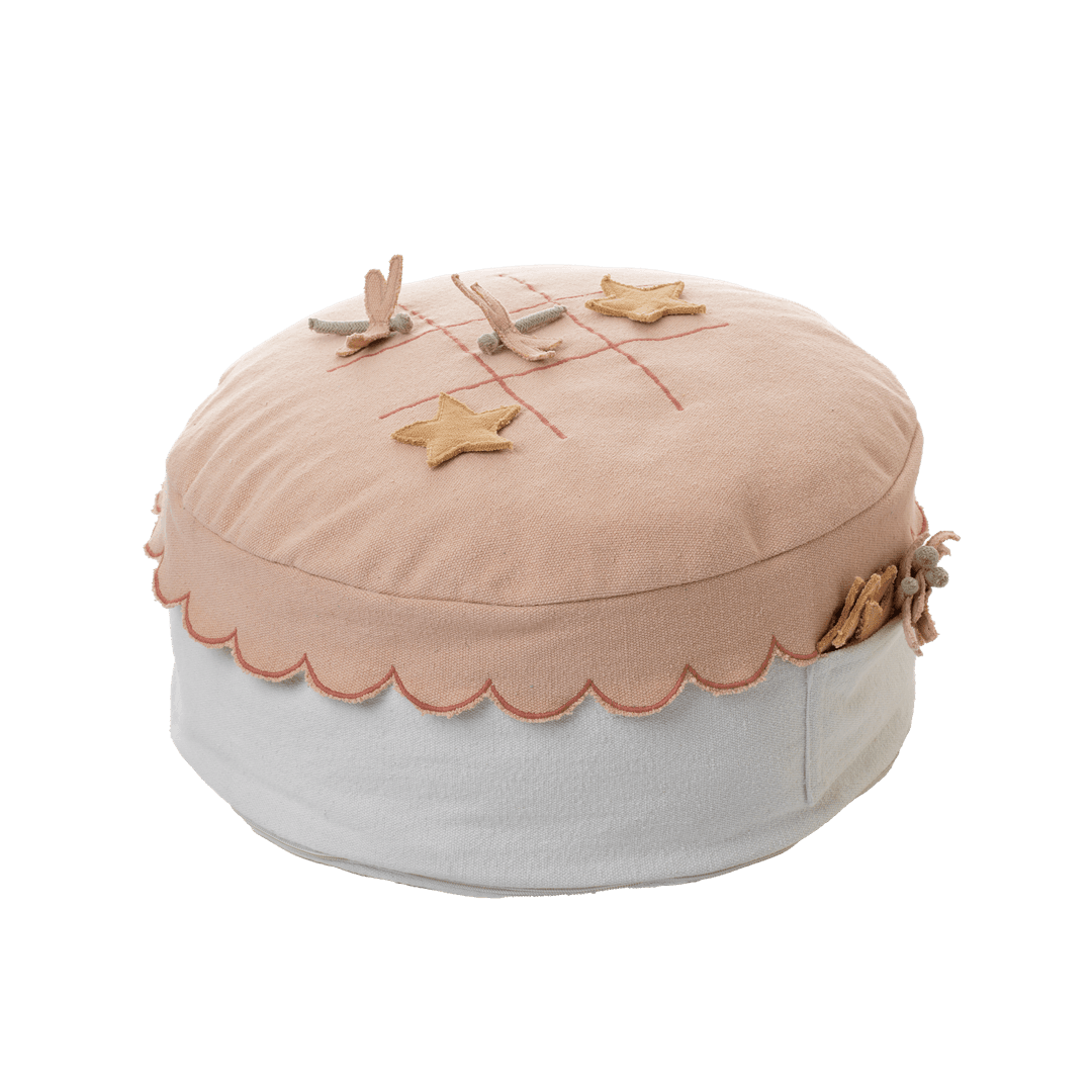 LIFETIME Kidsrooms Fairy Theatre rund puf med kryds og bolle - 20 x 50 cm