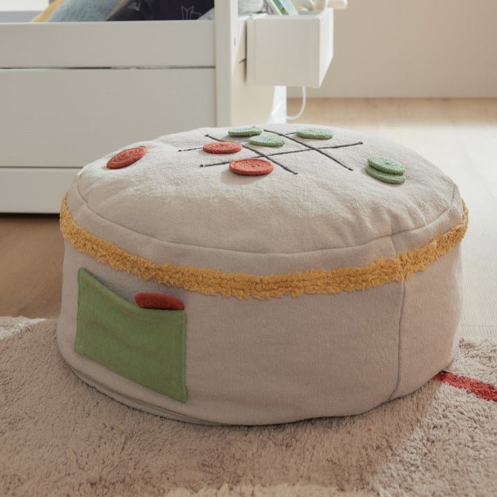 LIFETIME Kidsrooms Olympic Dreams rund puf med kryds og bolle - 20 x 50 cm