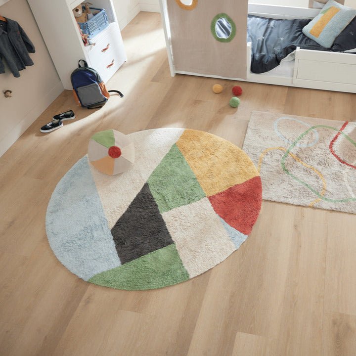 LIFETIME Kidsrooms rundt tuftet gulvtæppe – Olympic Dreams 150 x 150 cm