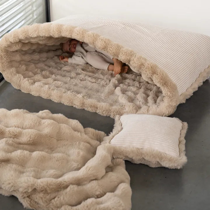 Shappy Snuggle Bag hyggehule i kunstpels – 170 cm