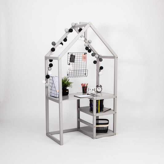 Sweet Home From Wood husformet skrivebord til børn – grå