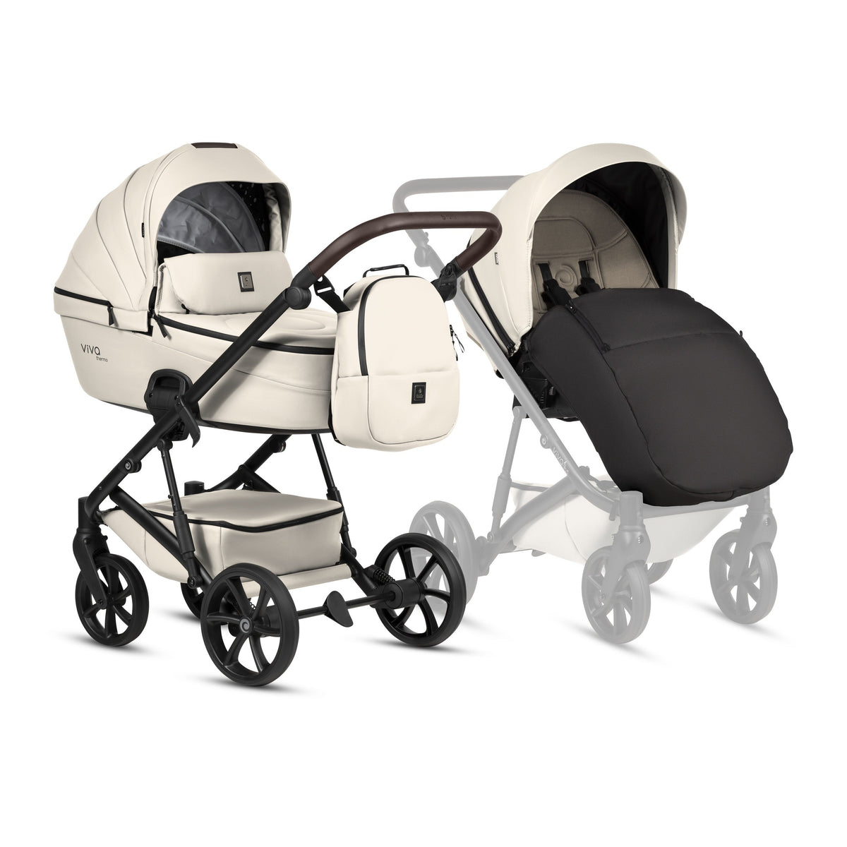 Tutis Viva 6+ Leather 2-in-1 Stroller – Vanilla 086