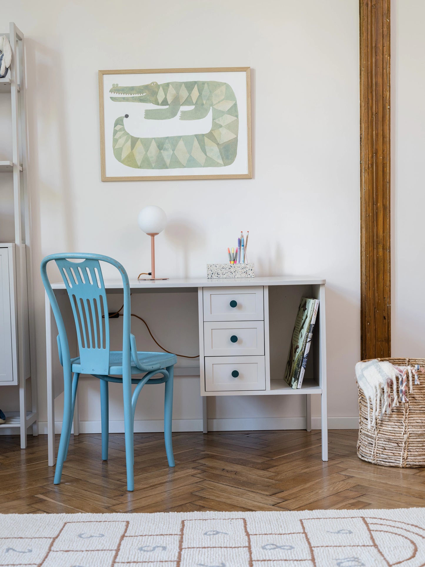 Wood Luck Design - Vintage - skrivebord til børn og teenagere – cashmere