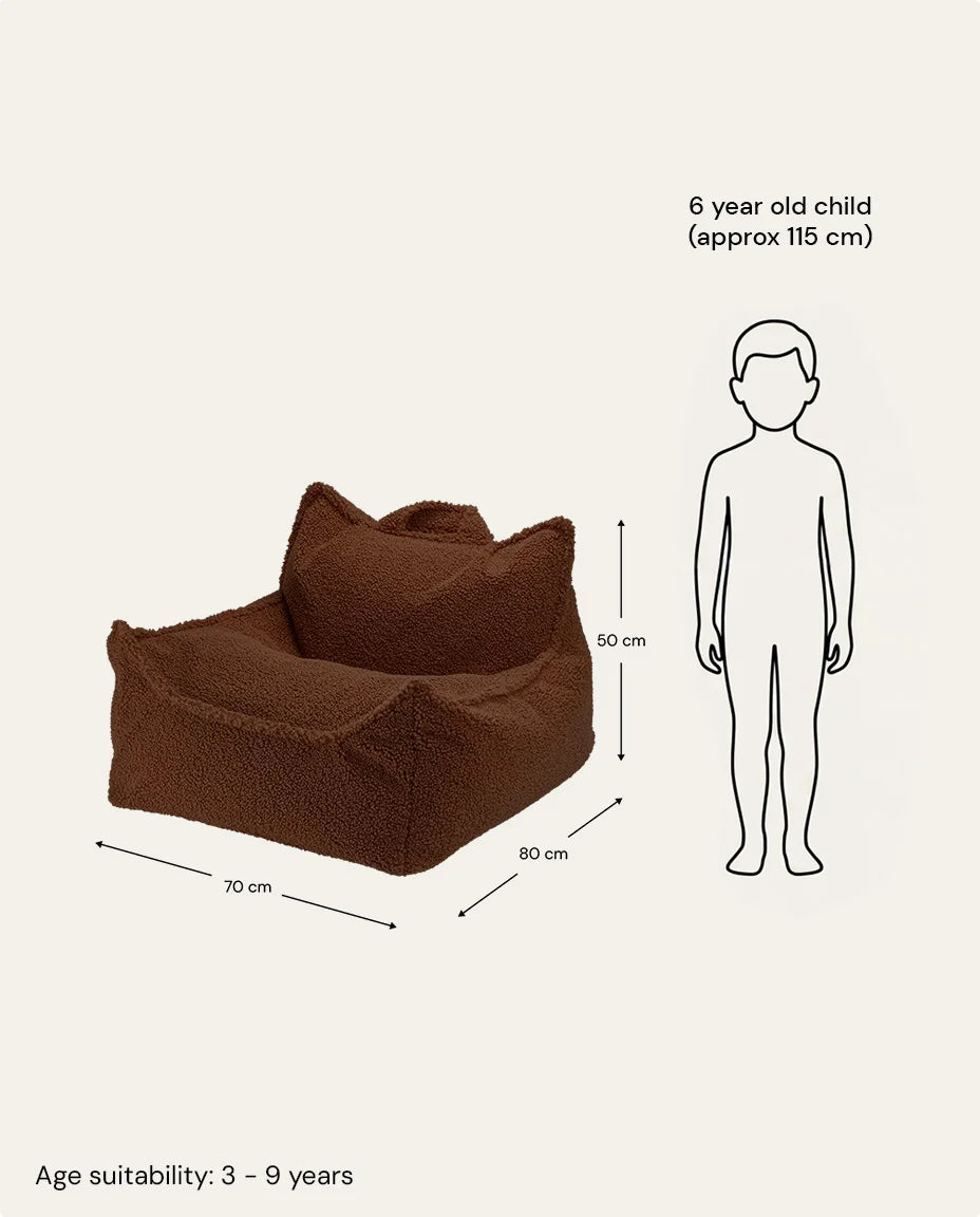 Wigiwama sækkestol i teddy – Warm Hazel