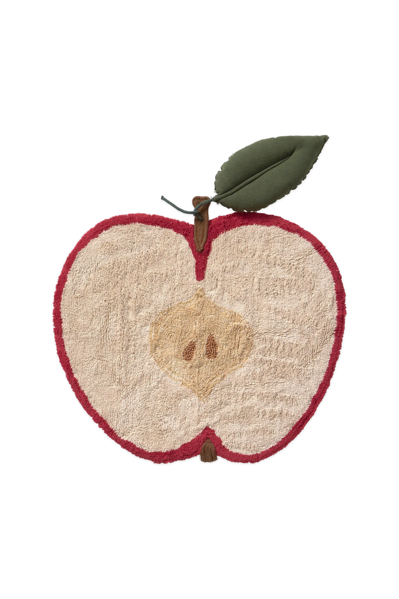 Lorena Canals Apple vaskbart æble-gulvtæppe med bladpude 100 x 90 cm