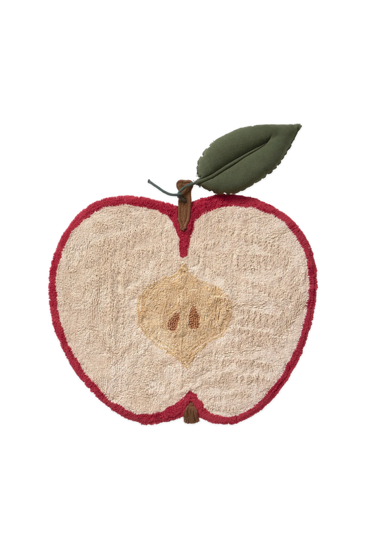 Lorena Canals Apple vaskbart æble-gulvtæppe med bladpude 100 x 90 cm