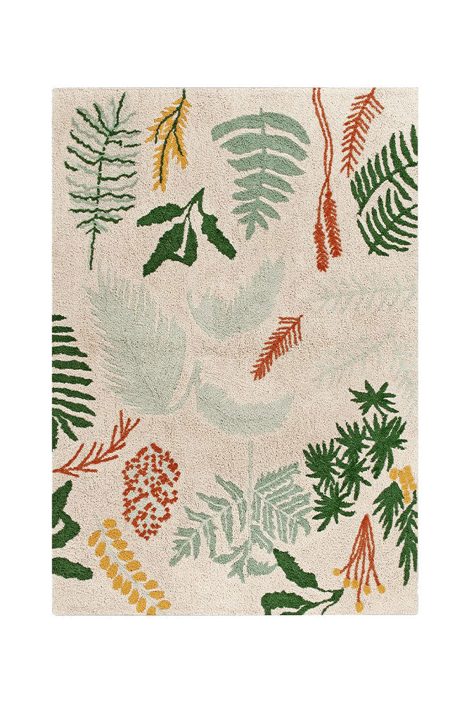 Lorena Canals Vaskbart gulvtæppe – Botaniske planter (140 × 200 cm)