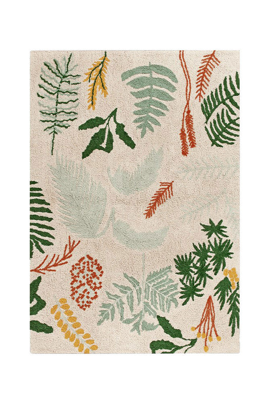 Lorena Canals Vaskbart gulvtæppe – Botaniske planter (140 × 200 cm)