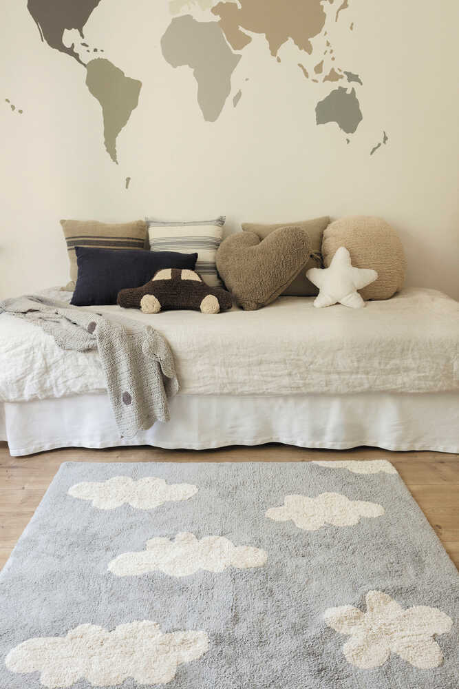Lorena Canals vaskbart gulvtæppe – Clouds Grey 120x160 cm