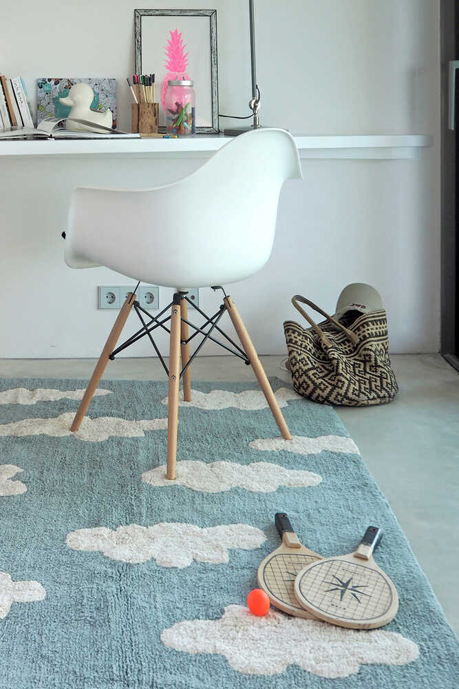 Lorena Canals vaskbart gulvtæppe – Clouds Vintage Blue 120x160 cm