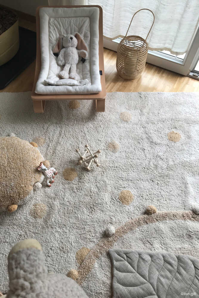 Lorena Canals vaskbart gulvtæppe – Hippy Dots Natural Honey 120x160 cm