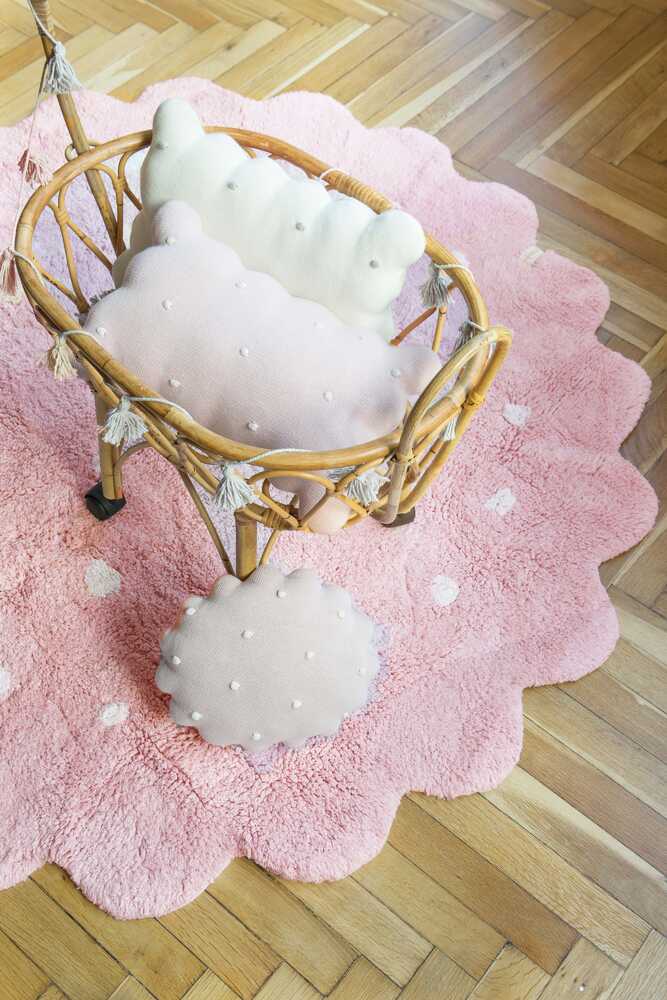 Lorena Canals vaskbart gulvtæppe – Little Biscuit Pink Ø140 cm