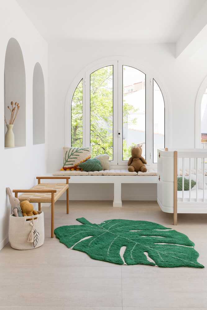 Lorena Canals vaskbart gulvtæppe – Monstera Leaf 120x160 cm