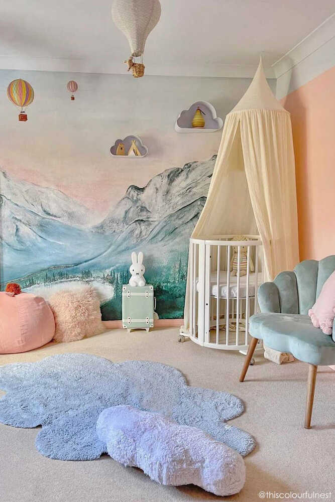 Lorena Canals vaskbart gulvtæppe – Puffy Dream Blue 110x170 cm