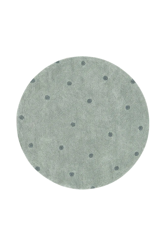 Lorena Canals vaskbart rundt gulvtæppe – Round Dot Blue Sage 140 cm