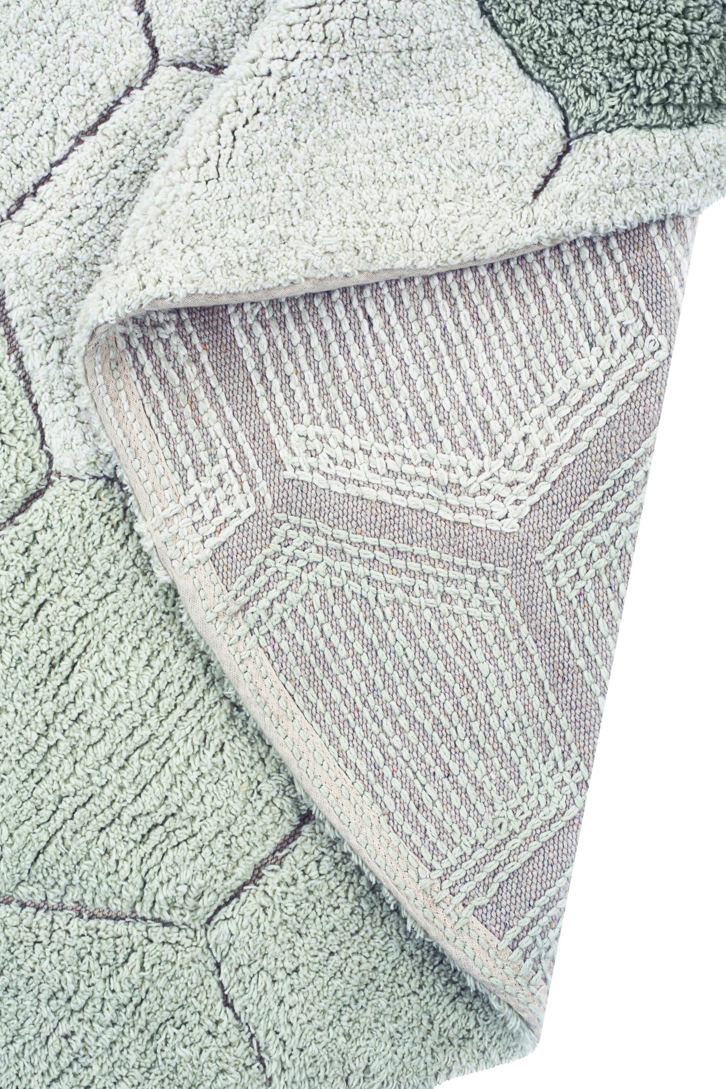 Lorena Canals vaskbart rundt gulvtæppe Honeycomb Blue Sage Ø140 cm