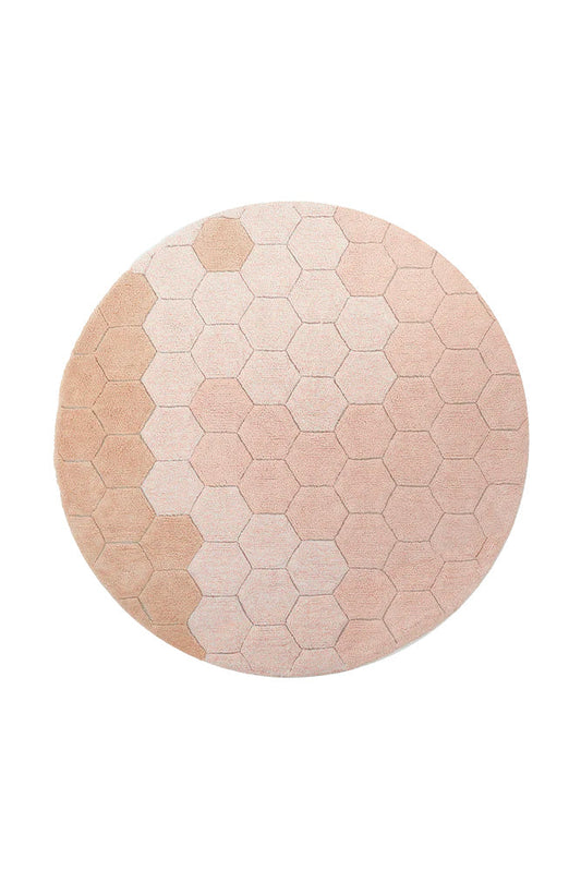 Lorena Canals vaskbart rundt gulvtæppe Honeycomb Rose Ø140 cm