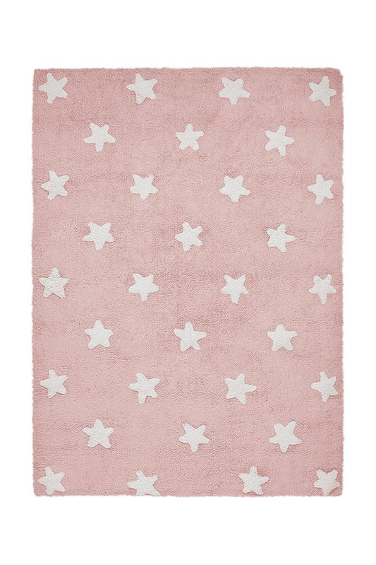 Lorena Canals vaskbart gulvtæppe – Stars Pink 120x160 cm