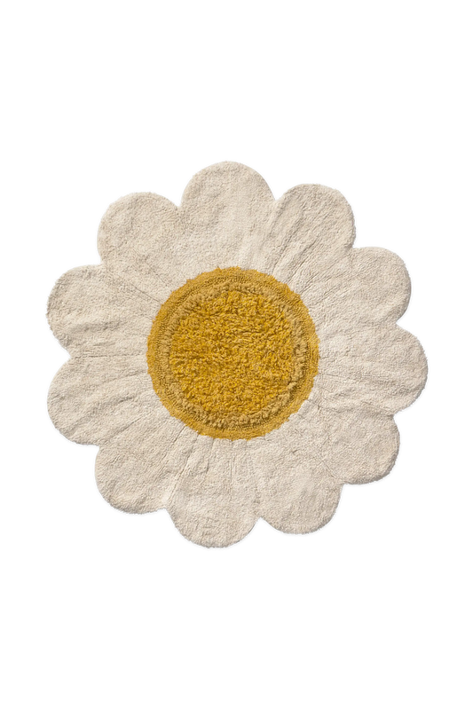 Lorena Canals White Daisy vaskbart marguerit-gulvtæppe 120 cm