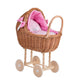 Wicker Doll Stroller Lena – Pink Bedding