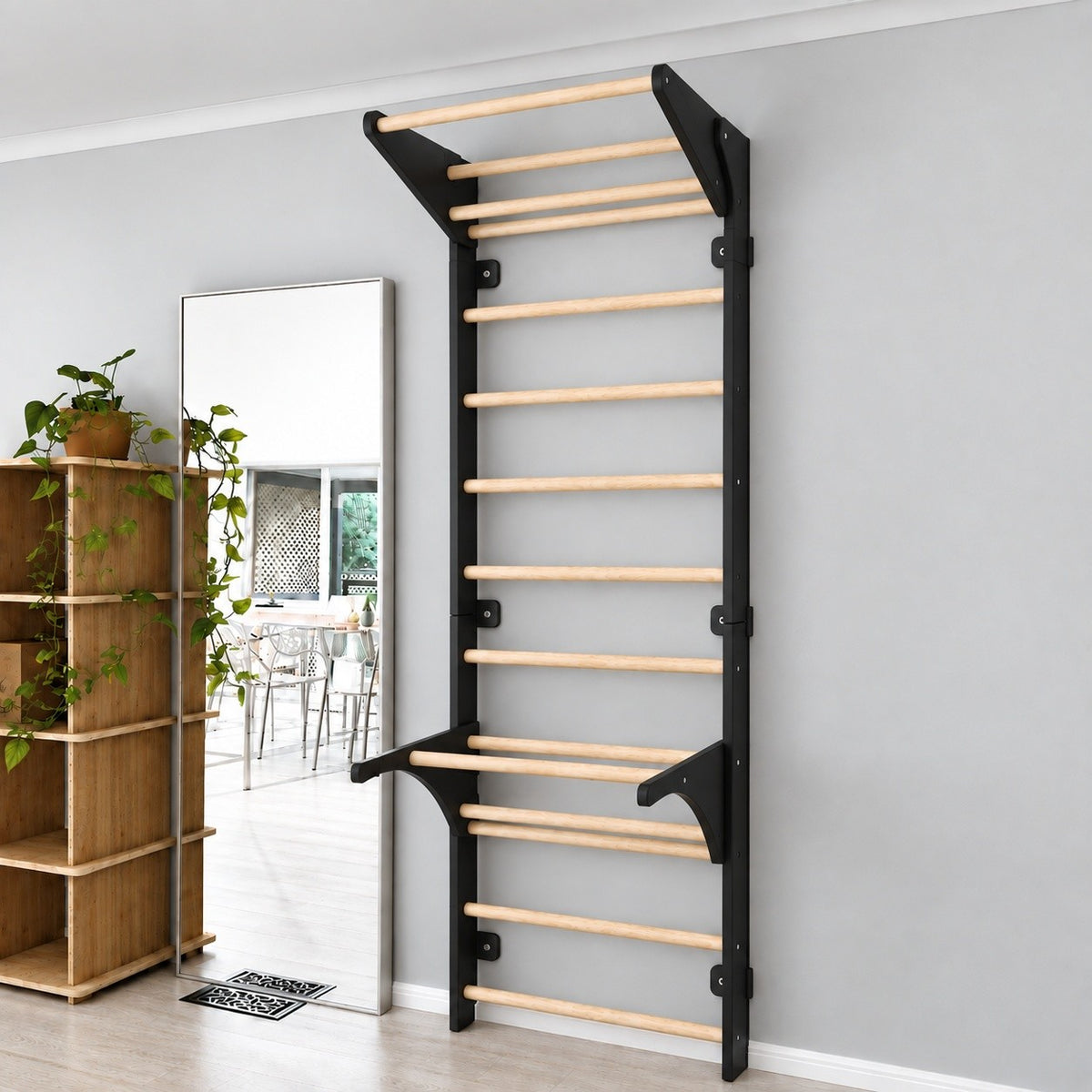 Swedish Ladder with Pull-Up Bar and Dips Bar