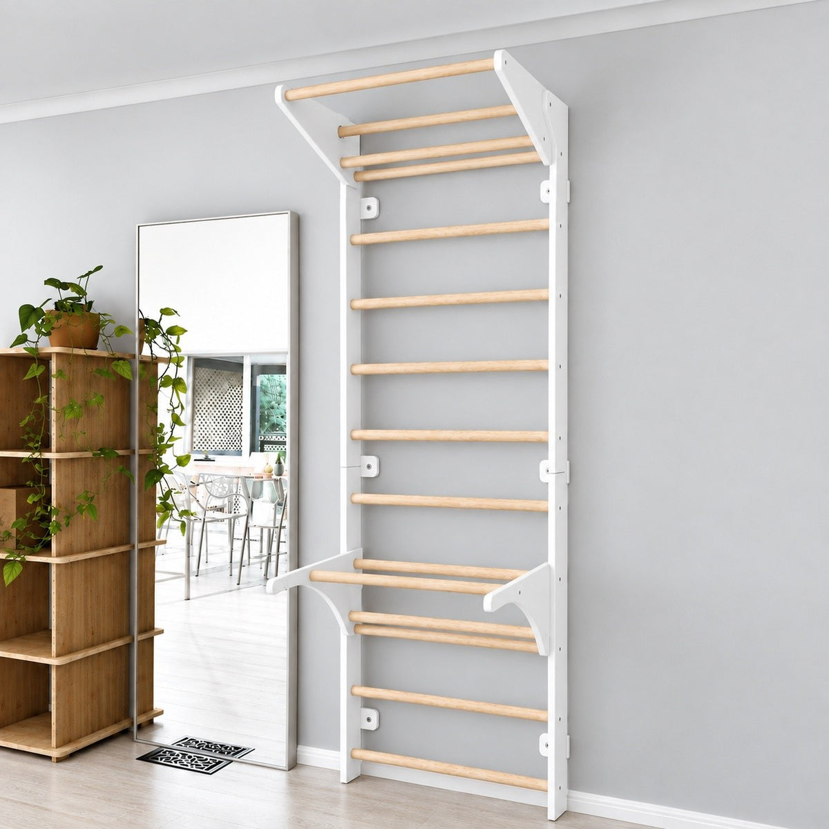 Swedish Ladder with Pull-Up Bar and Dips Bar