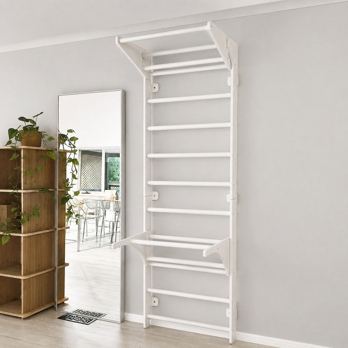 Swedish Ladder with Pull-Up Bar and Dips Bar