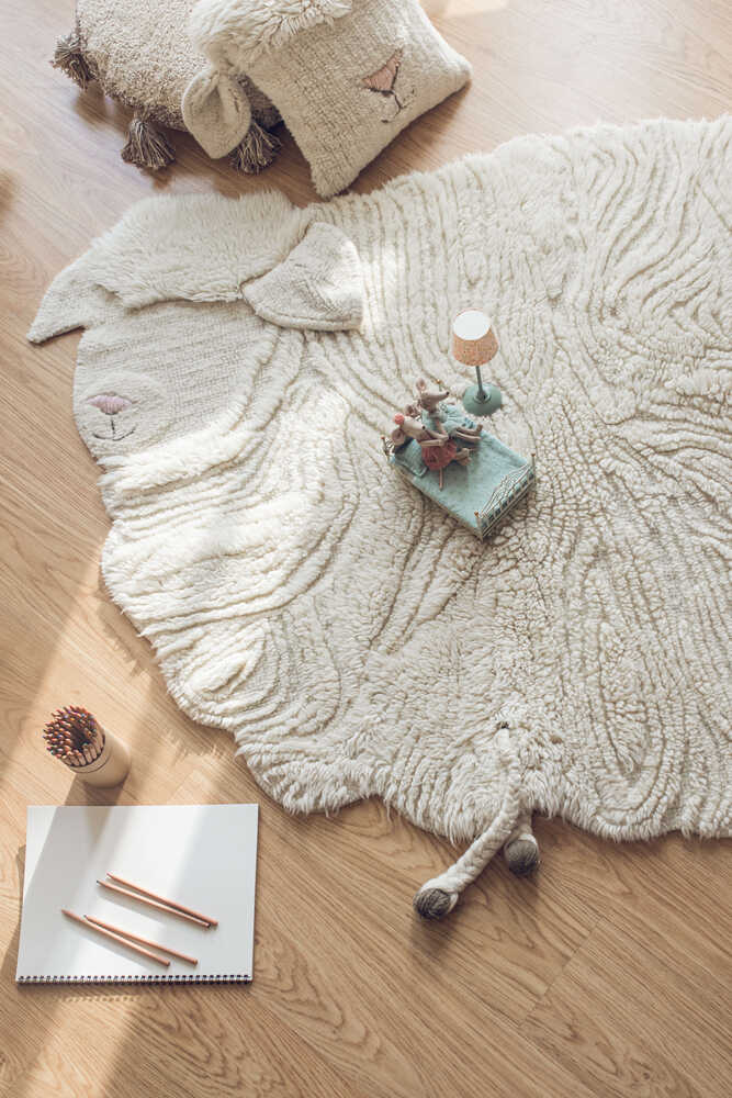 Lorena Canals Woolable uldgulvtæppe – Pink Nose Sheep 120x170 cm
